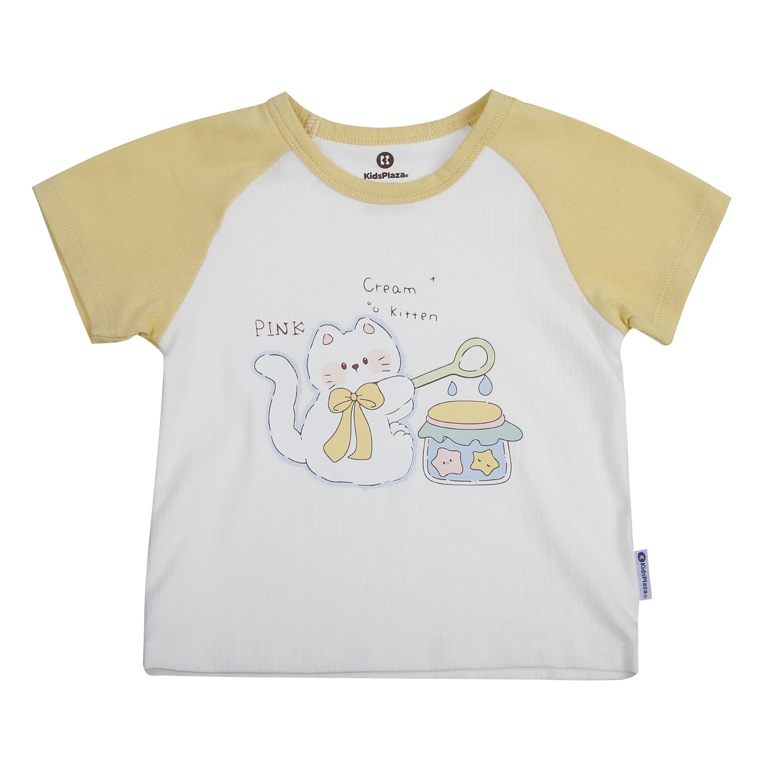 Bộ cộc bé gái KidsPlaza rayon in mèo M25H (Vàng)