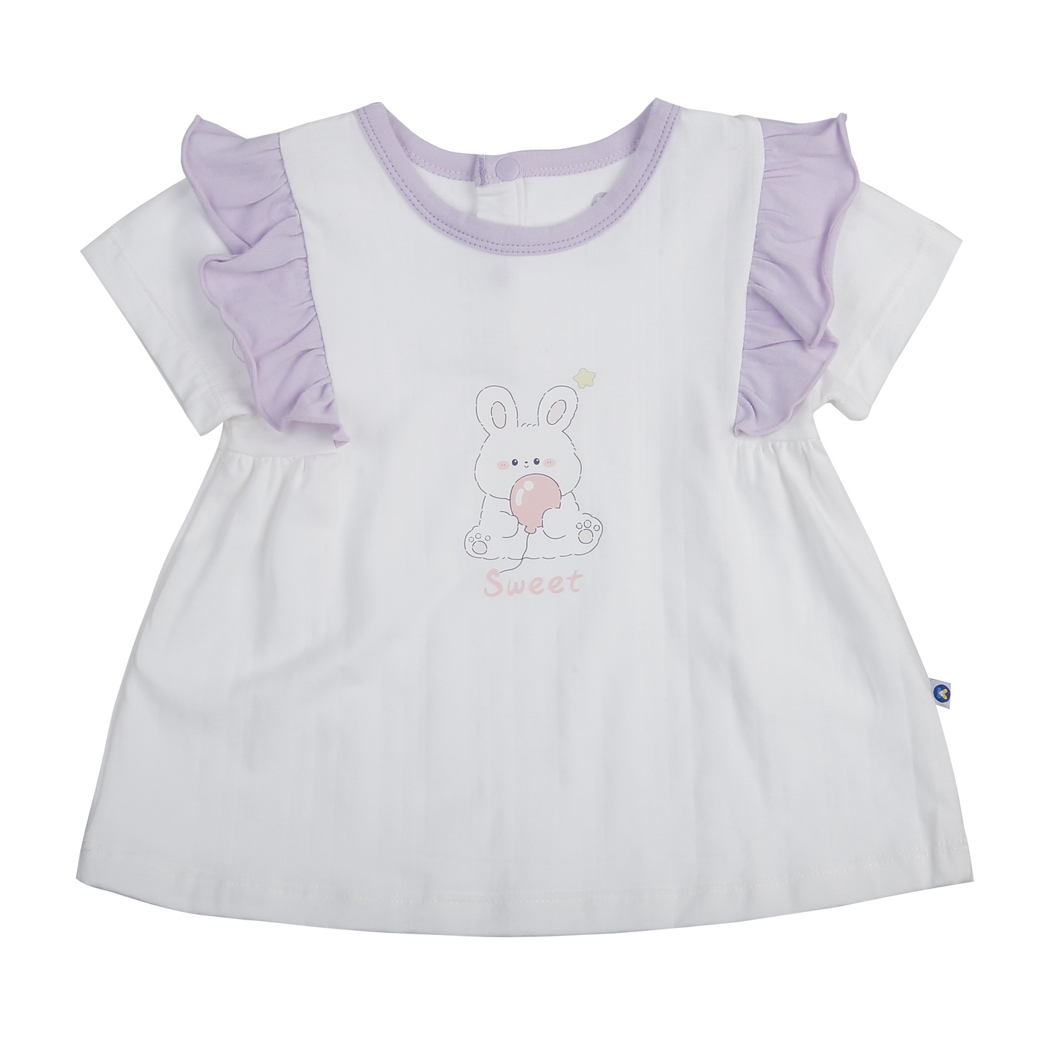 Bộ cộc bé gái KidsPlaza tay bèo thỏ HN25H ( Trắng Tím) 