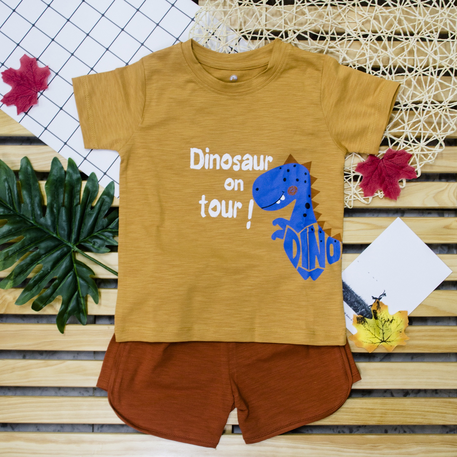 Quần áo thời trang bé trai Mamago in hình khủng long xanh LN9.19 hình 1