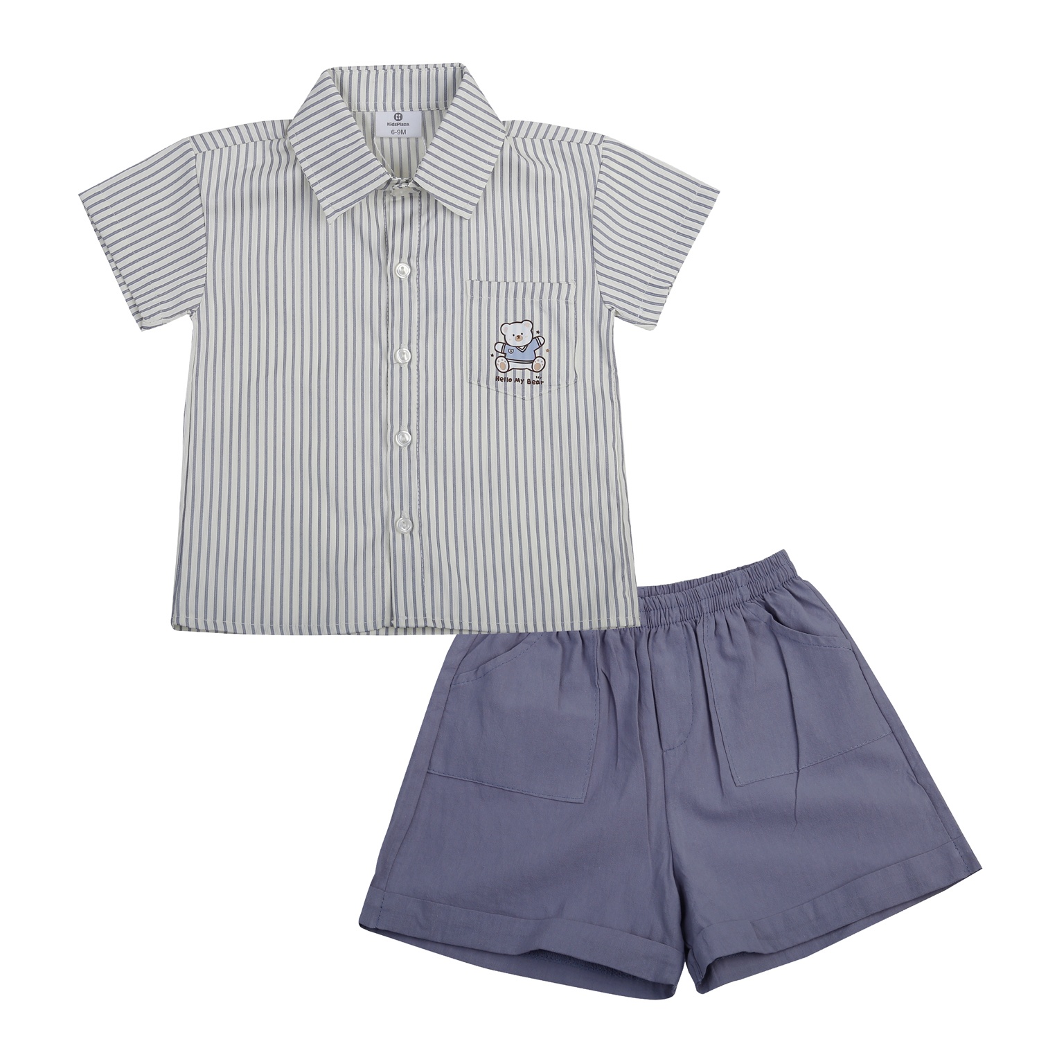 Bộ cộc bé trai KidsPlaza kẻ xanh M25H 