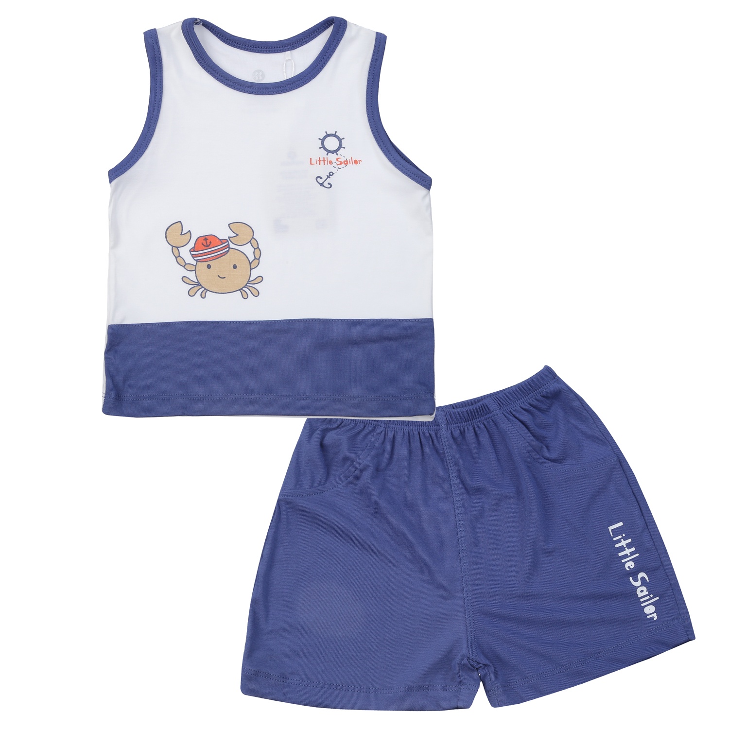 Bộ quần áo ba lỗ bé trai KidsPlaza Otis ND25H (Trắng xanh) hình 1