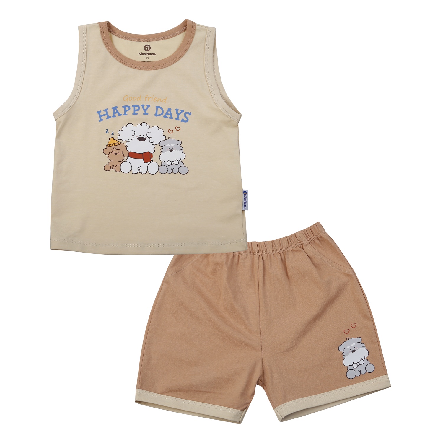 Bộ quần áo ba lỗ KidsPlaza in cún M25H (Nâu) hình 1