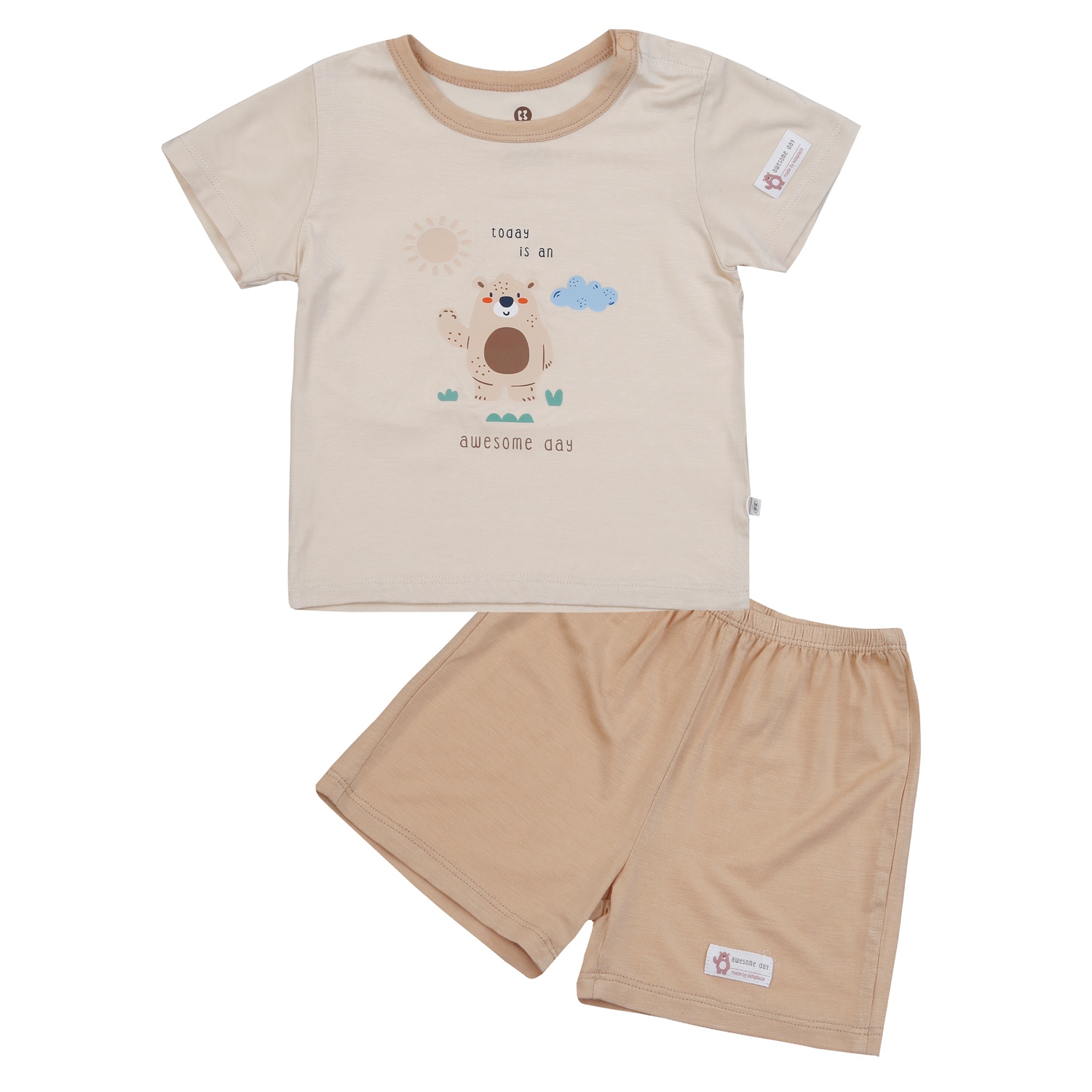 Bộ cộc bé trai Kidsplaza in Gấu M25H (Be)  hình 1