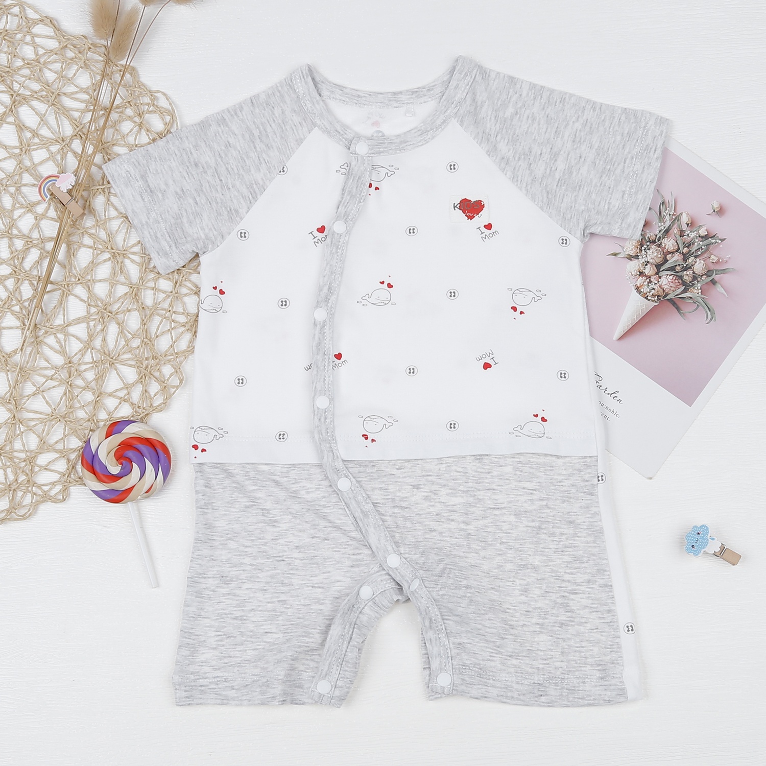 Bộ body cộc tay bé trai KidsPlaza Otis in hình cá ND23H  hình 1