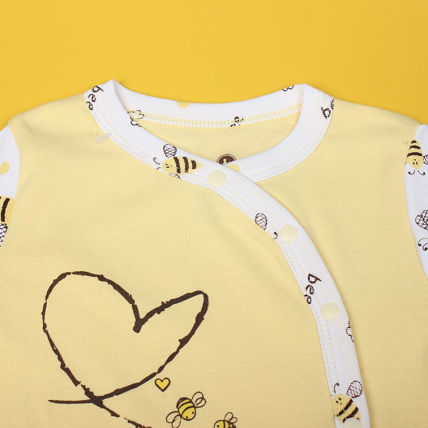 Bộ body sơ sinh dài tay Mamago NĐ19 in hình chú ong (Vàng) hình 4