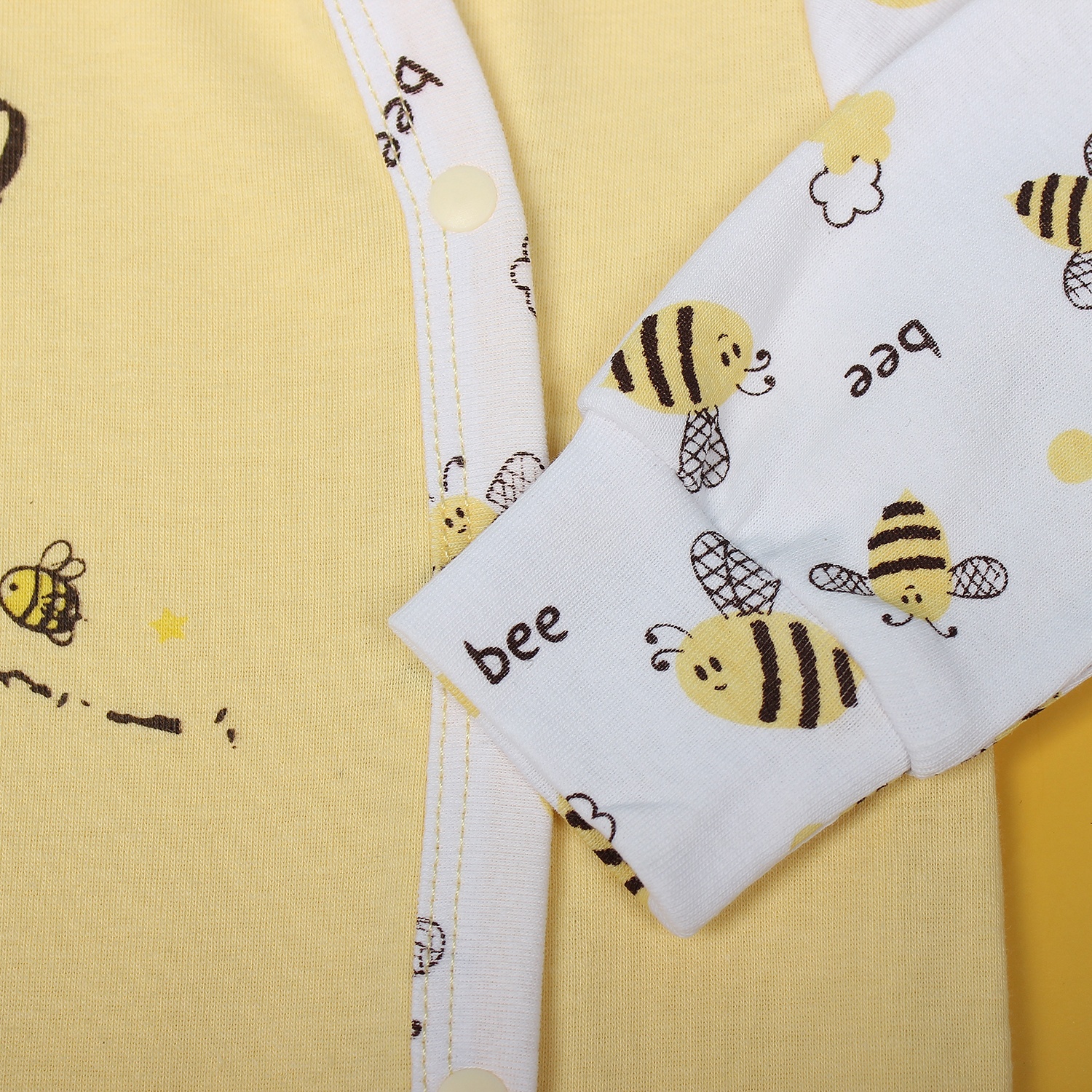Bộ body sơ sinh dài tay Mamago NĐ19 in hình chú ong (Vàng) hình 3