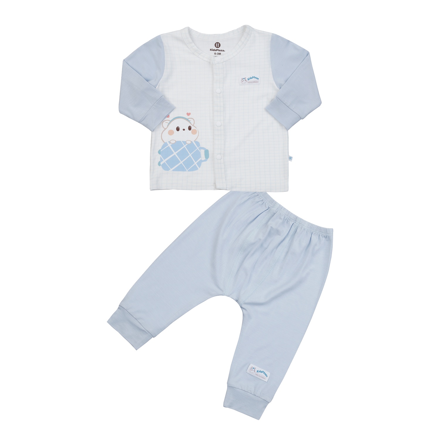 Bộ quần áo bé trai dài tay KidsPlaza in chuột (Xanh) M25H