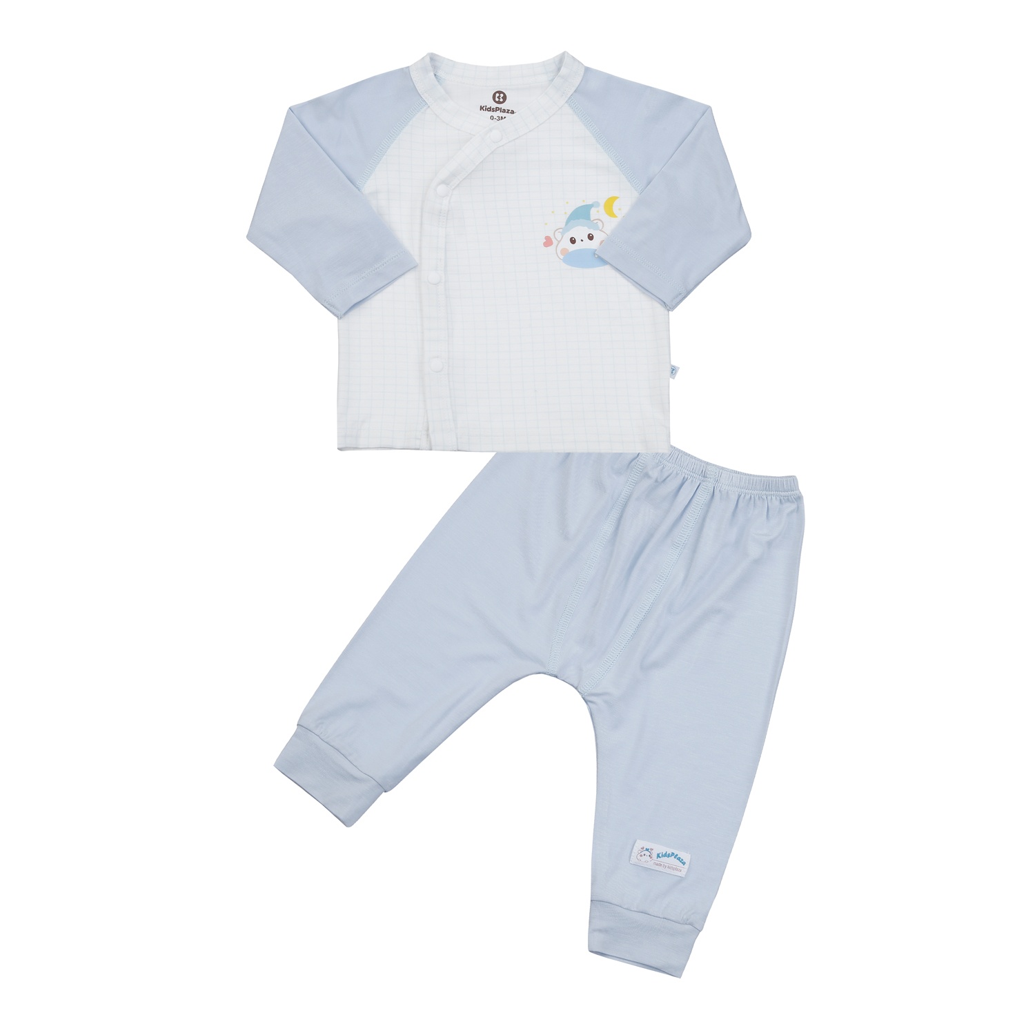 Bộ quần áo dài tay cài giữa in chuột M25H (Xanh) hình 1