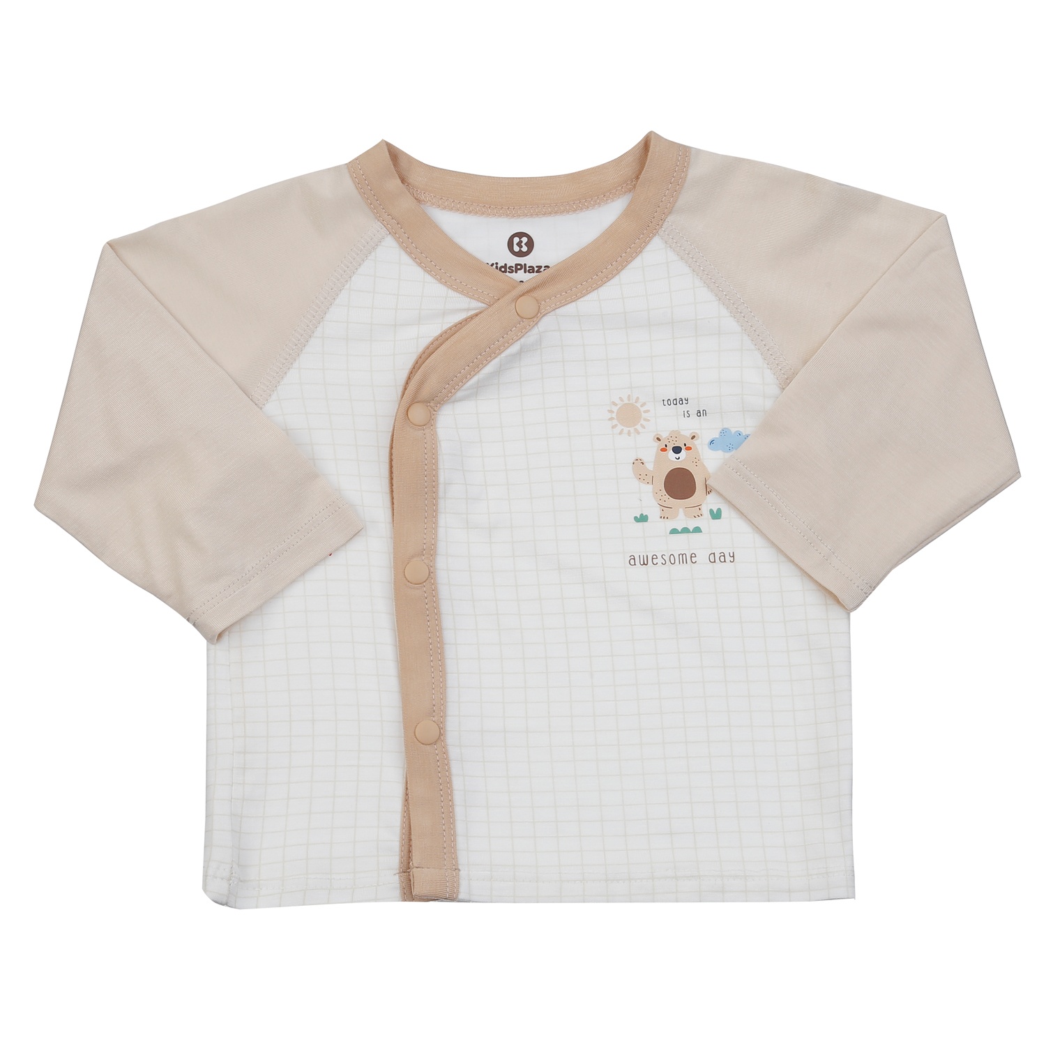 Bộ quần áo bé trai dài tay KidsPlaza in hình Gấu M25H (Be)