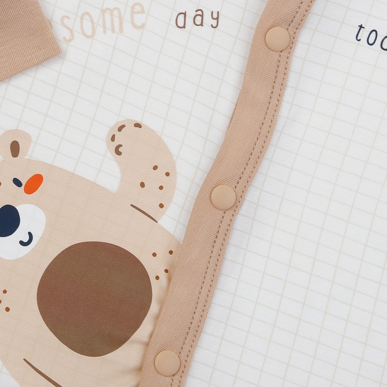 Bộ quần áo dài tay KidsPlaza in gấu M25H (Trắng be) hình 2