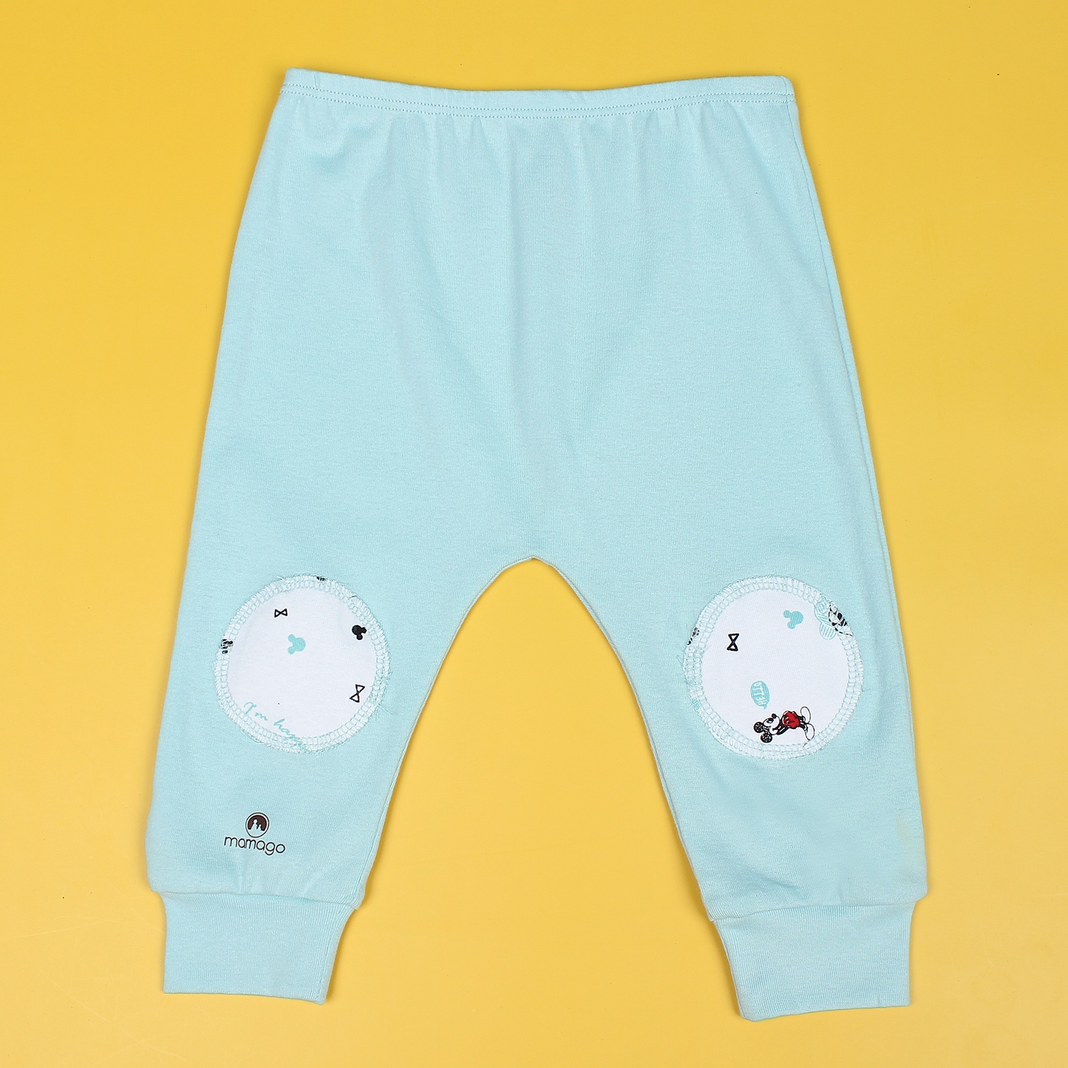 Bộ sơ sinh cài vai in tay hình chuột Mickey Mamago NĐ19 (Xanh) hình 3