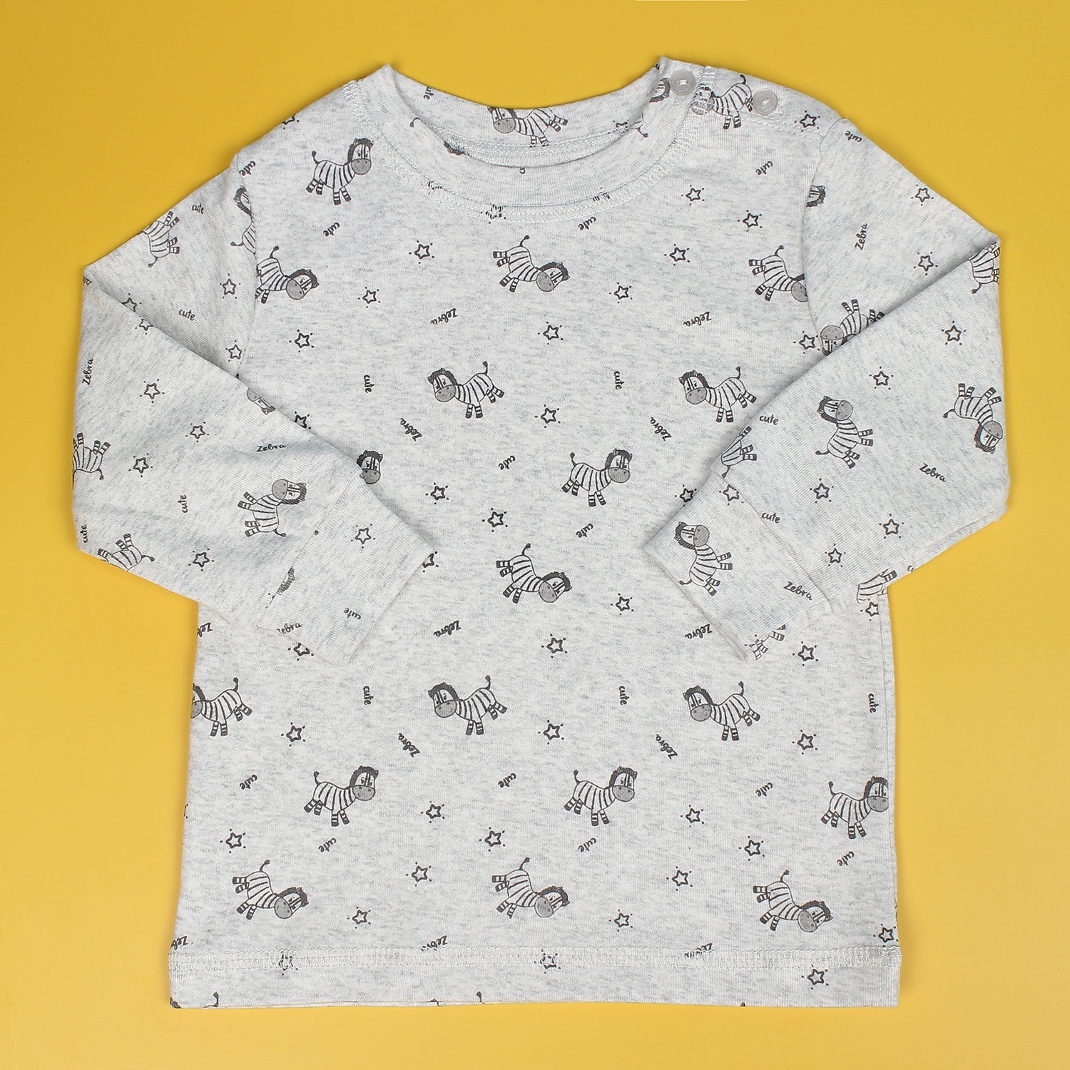 Bộ sơ sinh cài vai in tay hình ngựa vằn Mamago NĐ19 (Ghi) hình 2