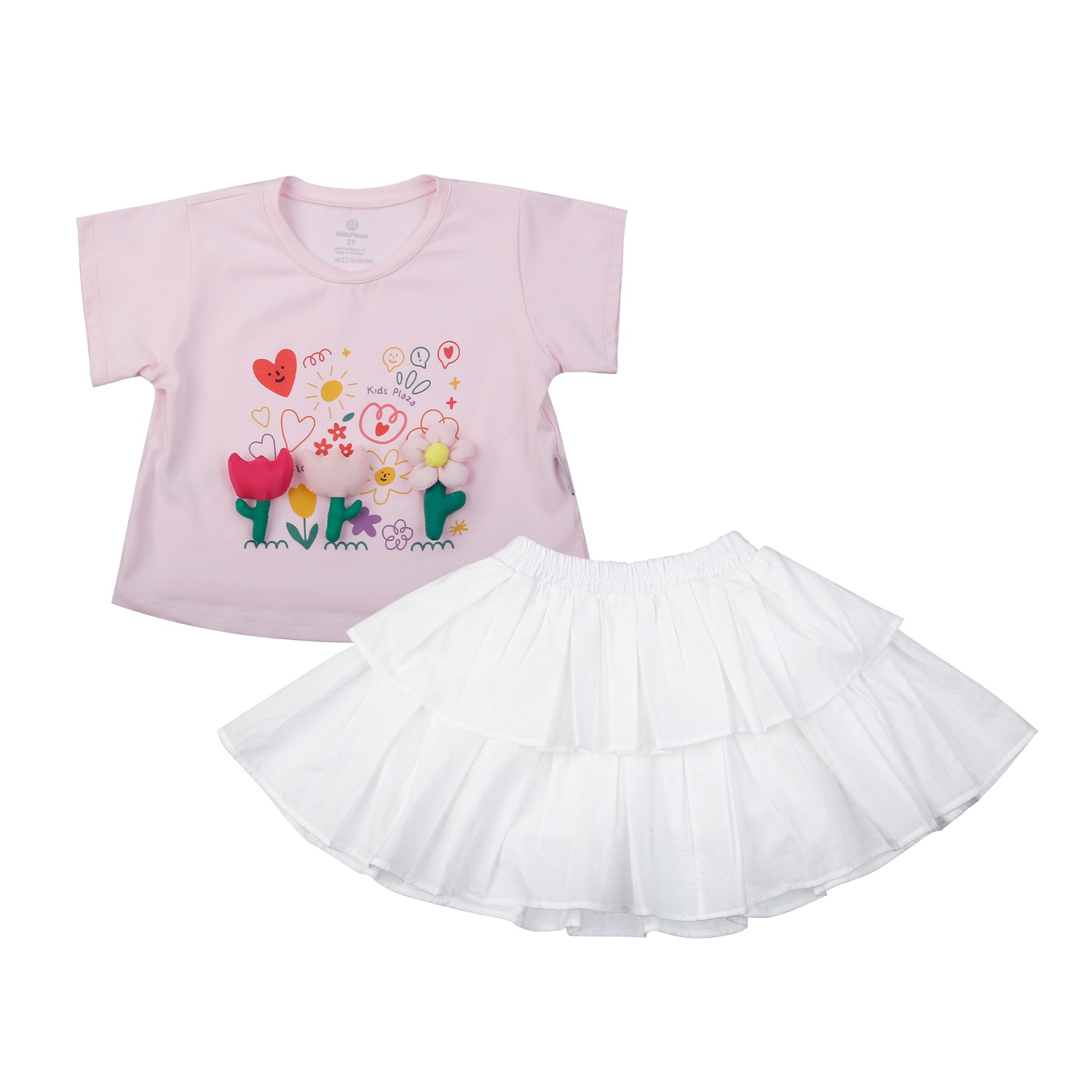 Set váy cộc bé gái KidsPlaza in hoa AT25H (Trắng Hồng)