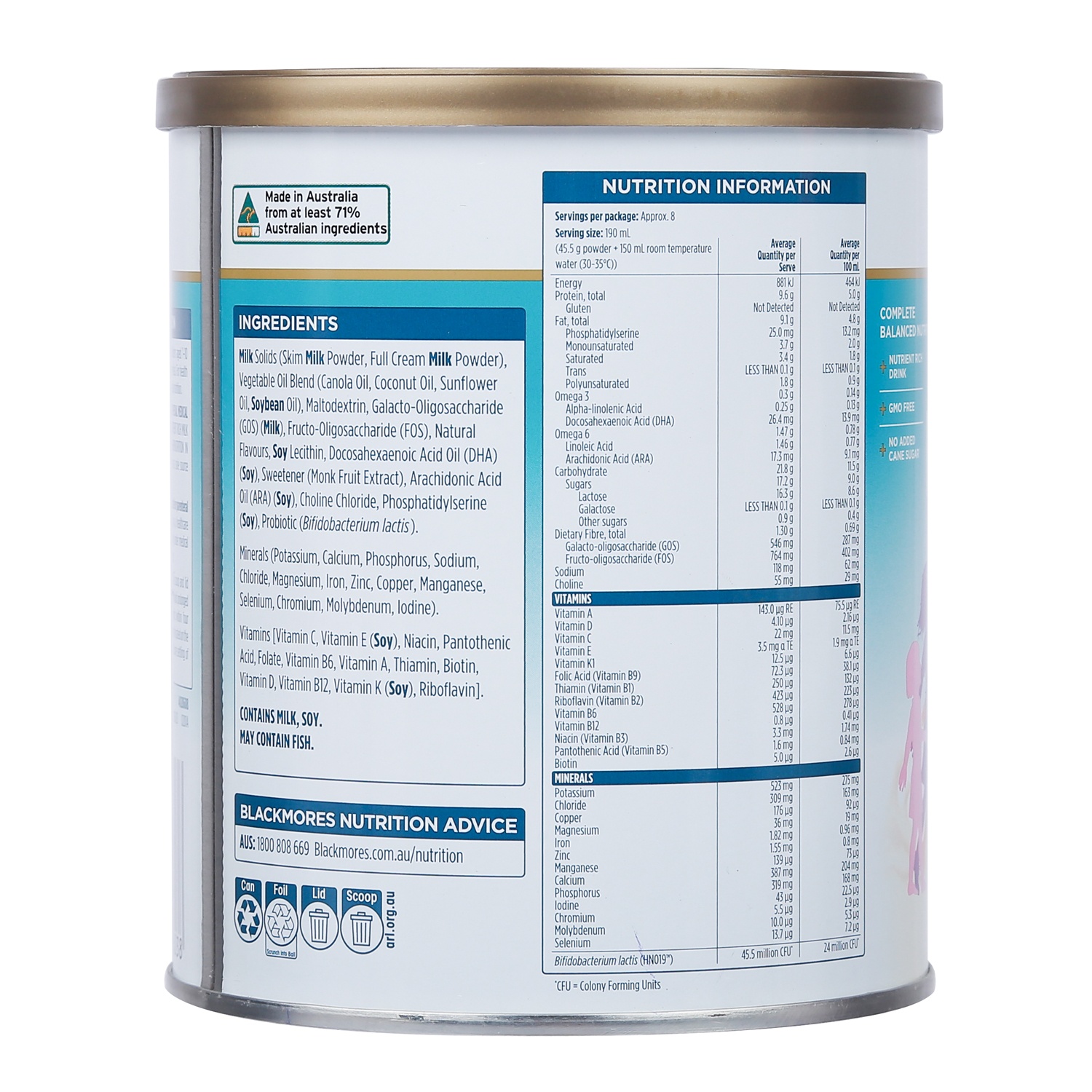 Sữa Blackmores JNR Balance 400g dành cho bé từ 1-10 tuổi hình 2