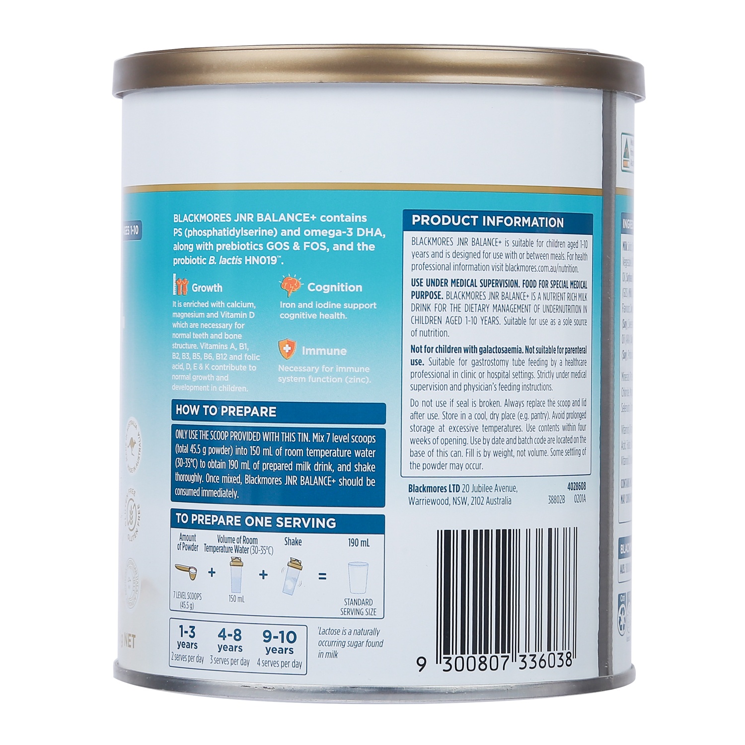 Sữa Blackmores JNR Balance 400g dành cho bé từ 1-10 tuổi hình 3