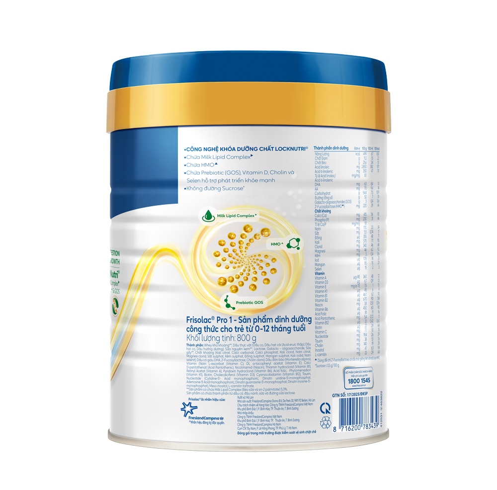 Sữa bột Frisolac Pro số 1 800g (0-12 tháng) hình 2