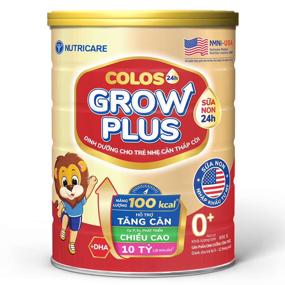 Sữa bột Nutricare Colos 24h Grow Plus 0+ 800g