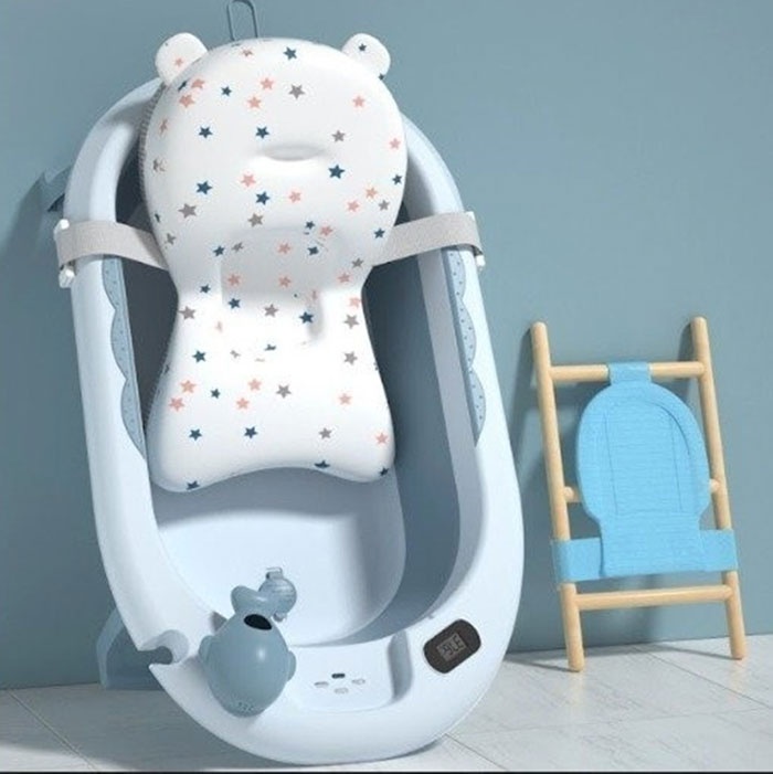 Thau tắm gấp gọn kèm phao có nhiệt kế