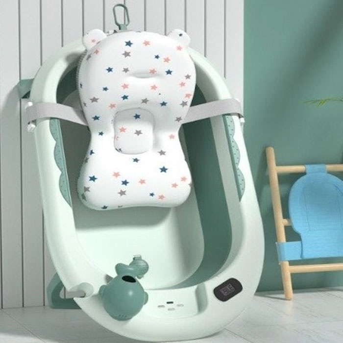 Thau tắm gấp gọn kèm phao có nhiệt kế