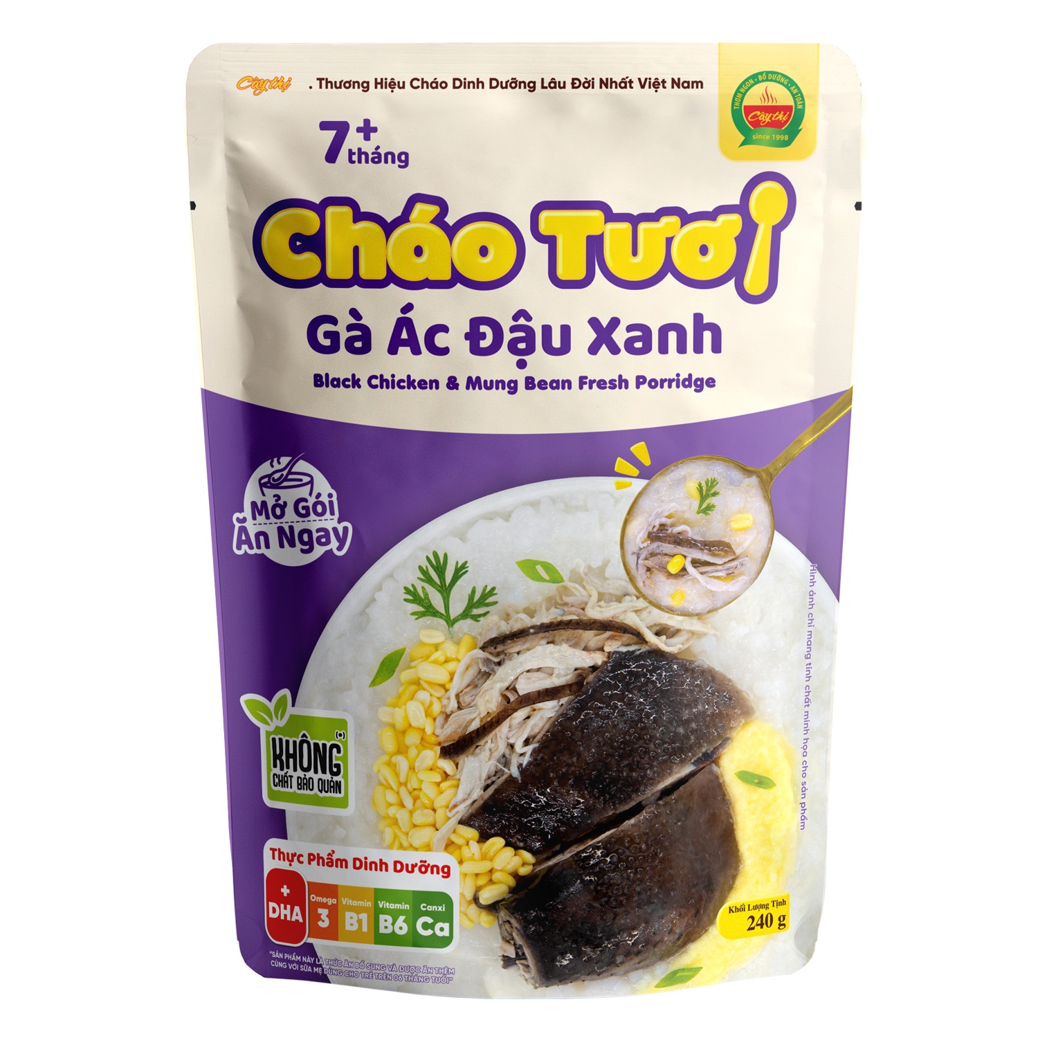 Cháo tươi Cây Thị Gà ác đậu xanh 7M+ 260g Cháo tươi Cây Thị gà ác đậu xanh 240g cho bé 7M+ hình 1