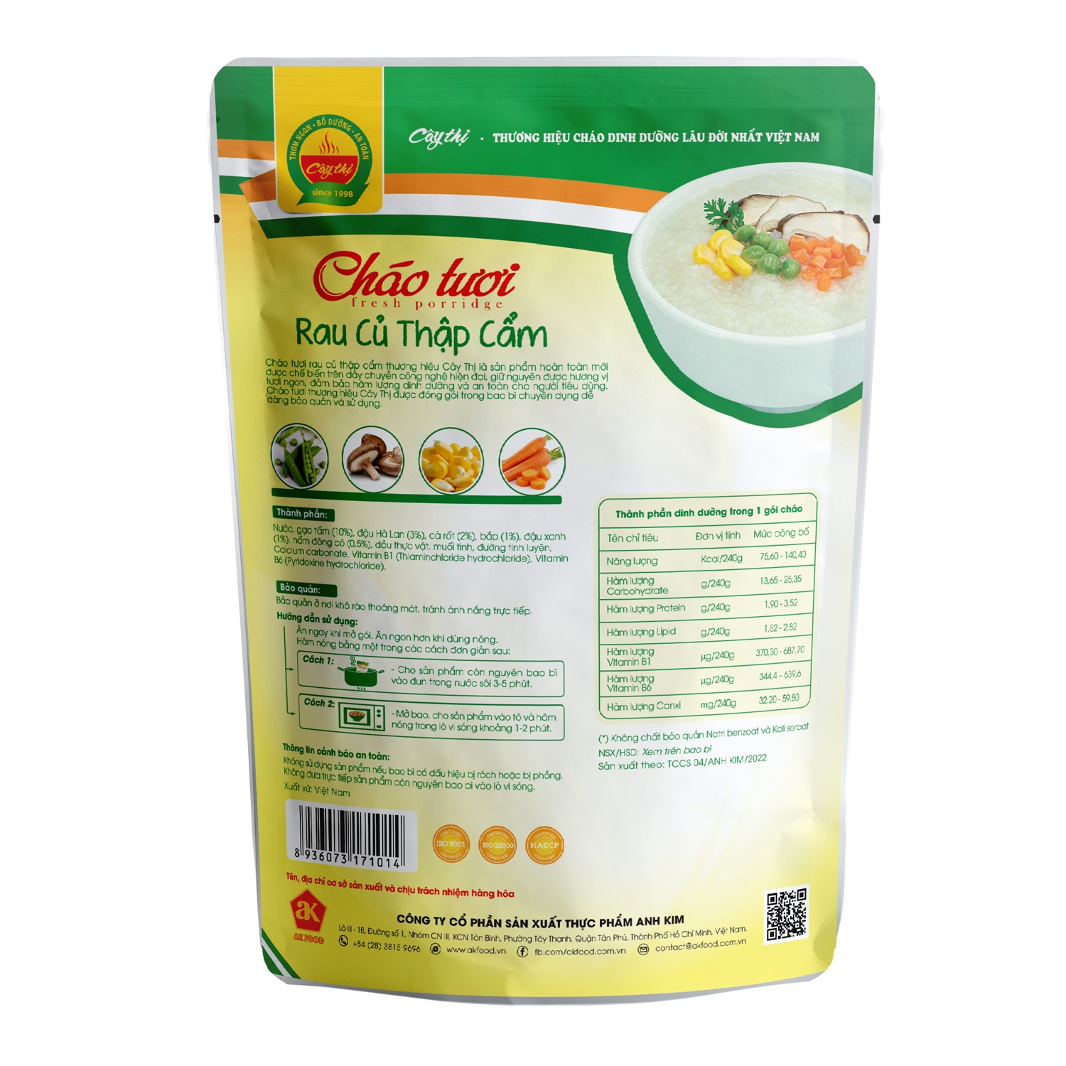 Cháo tươi Cây Thị Rau Củ Thập Cẩm 240g cho bé 7M+ hình 2