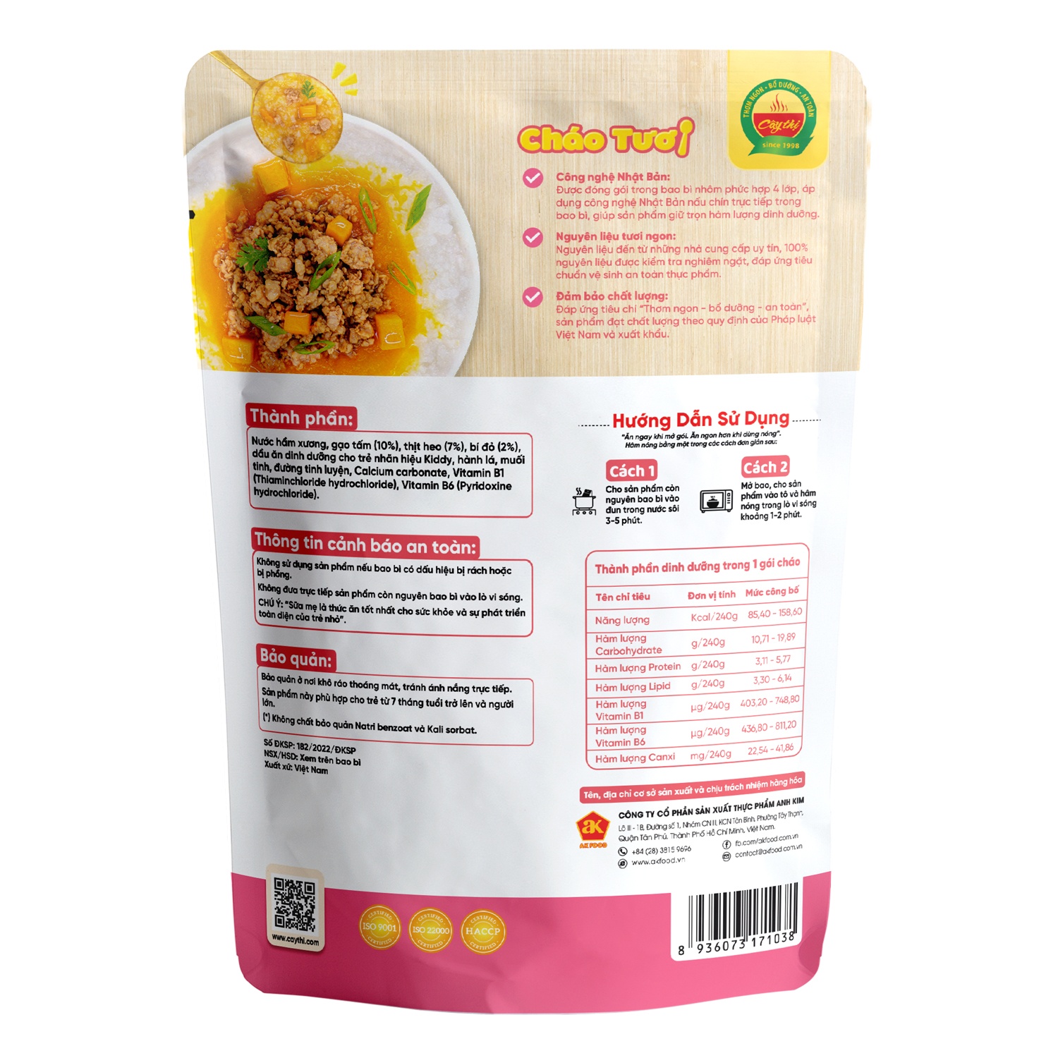 Cháo tươi Cây Thị thịt heo 7M+ 260g Cháo tươi Cây Thị thịt heo 240g cho bé 7M+ hình 2