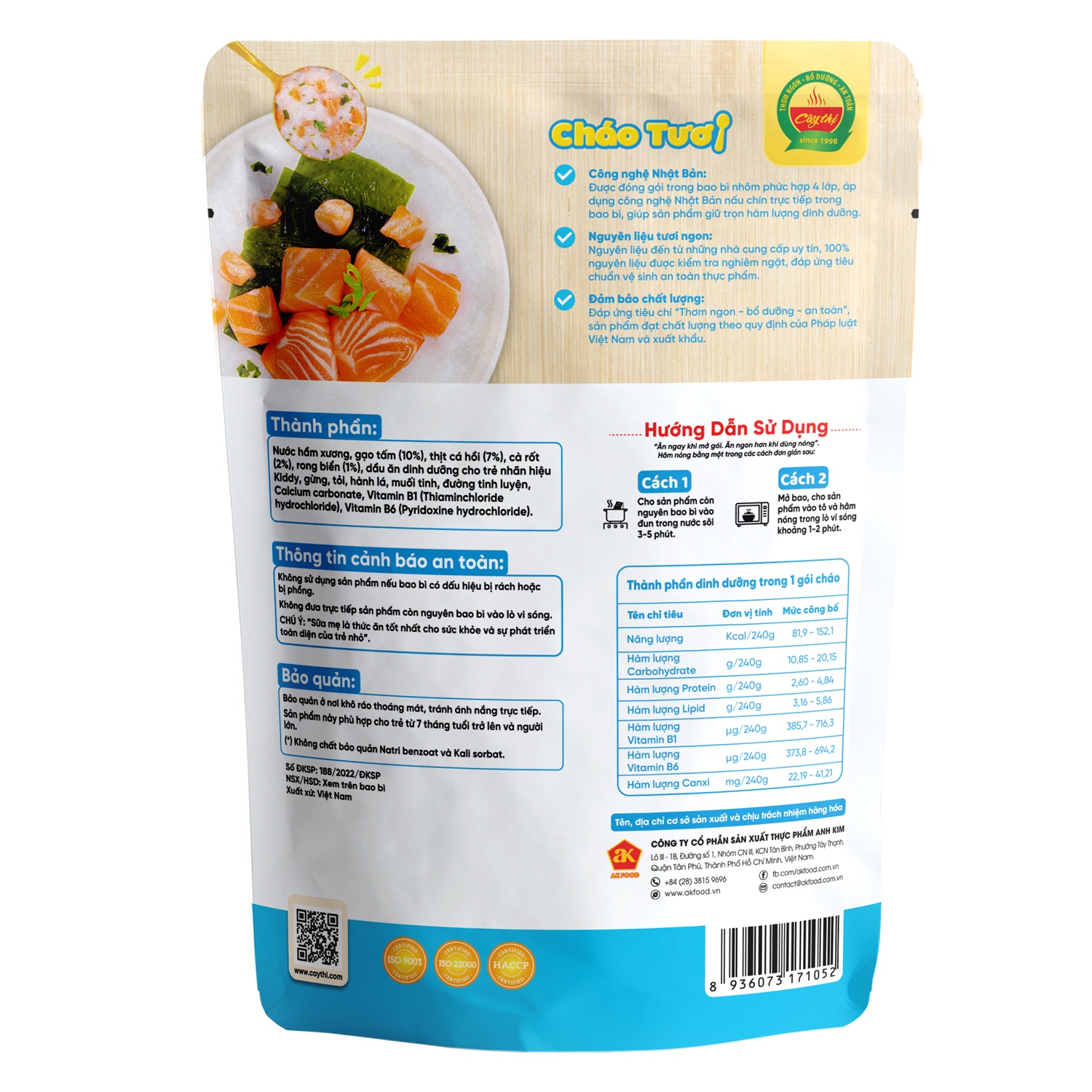 Cháo tươi Cây Thị vị cá hồi 260g Cháo tươi Cây Thị vị cá hồi 240g cho bé 7M+ hình 2