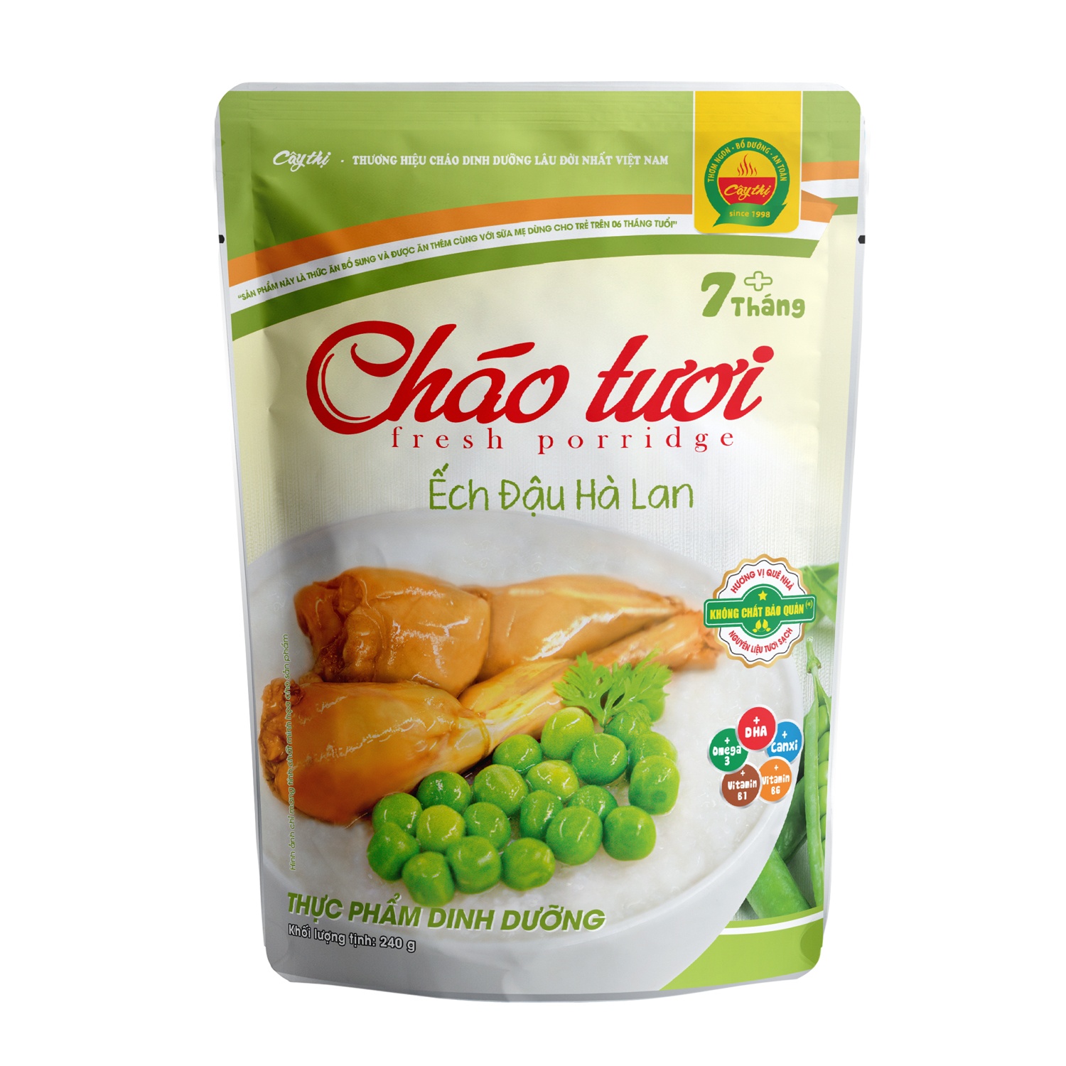 Cháo tươi ếch đậu Hà Lan Cây Thị cho bé 7M+ (240g) hình 1
